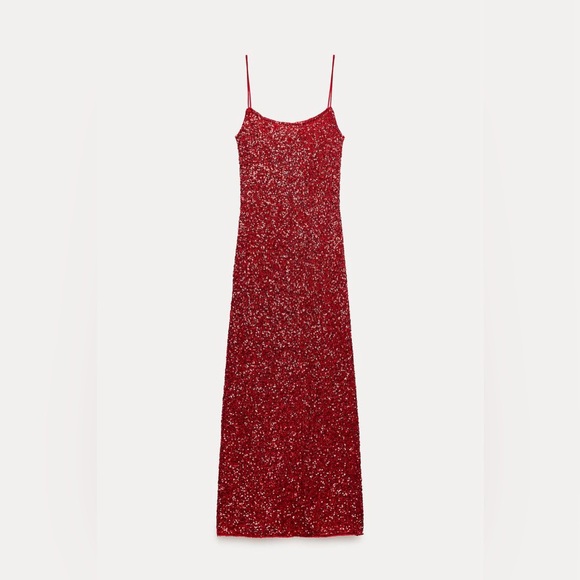 Zara Red Sequin Dress - Picture 2 of 5